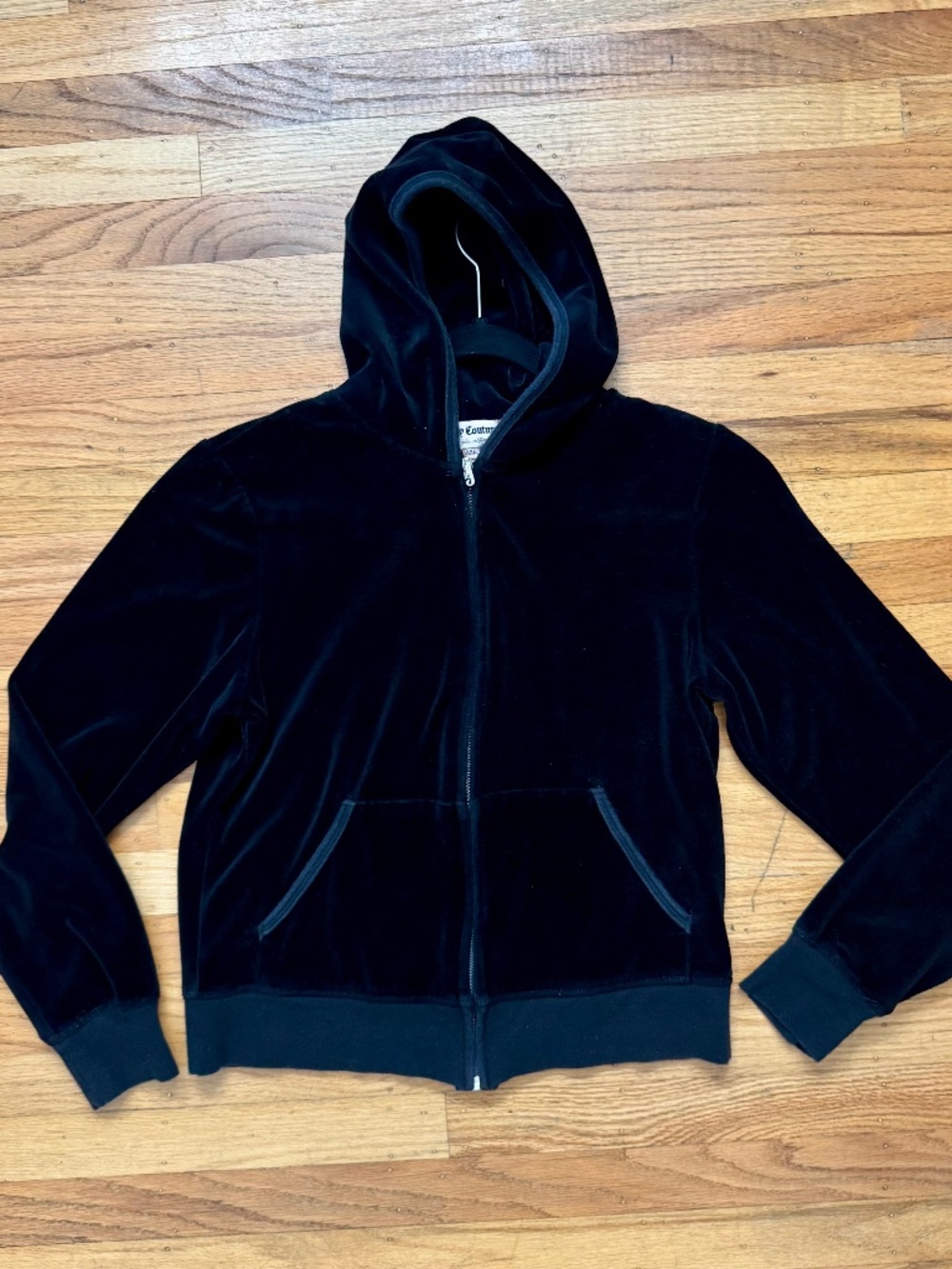Juicy Couture black velour zip-up hoodie